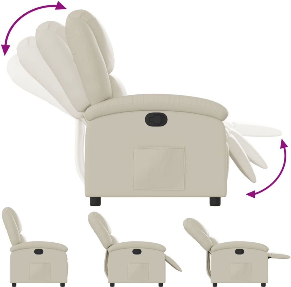 vidaXL Fauteuil inclinable crème similicuir