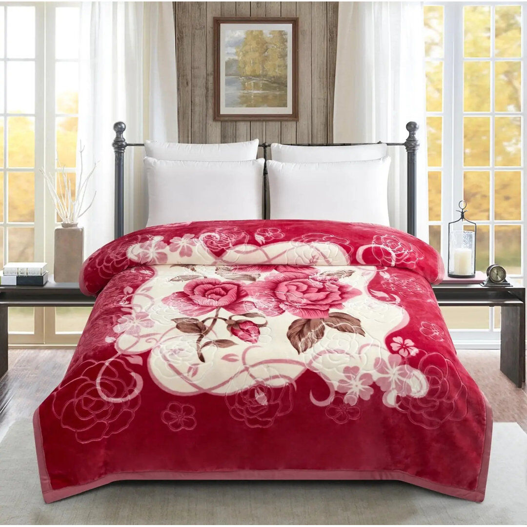 Quality & Style Machine Woven Throw Blanket La Rosa Floral 240cm W X 200cm L