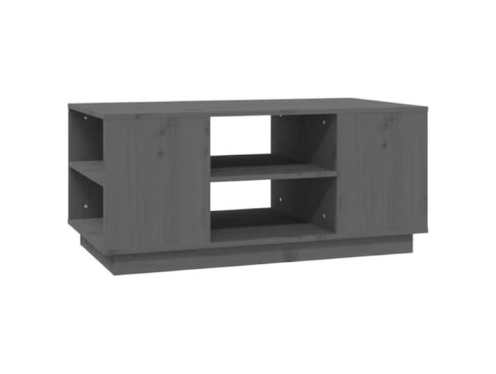 LASWWQMRF Couchtisch Grau 90x49x40,5 cm Massivholz Kiefer Wohnzimmer Stilvoller Beistelltisch fürs Wohnzimmer mit 6 offenen Fächern für Zeitungen, Fernbedienungen und Dekoration.