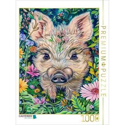 CALVENDO Puzzle Niedliches Wildschwein auf der Wiese | 1000 Teile Lege-Größe 64x48cm Foto-Puzzle für glückliche Stunden