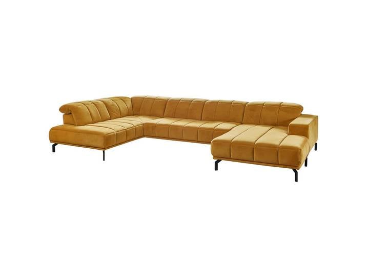 Beldomo Style Wohnlandschaft, Currygelb, Metall, 5-Sitzer, U-Form, 383x219 cm, Goldenes M, Typenauswahl, Fußauswahl, Stoffauswahl, seitenverkehrt erhältlich, Hocker erhältlich, Wohnzimmer, Sofas & Couches, Wohnlandschaften, Wohnlandschaft U-Form