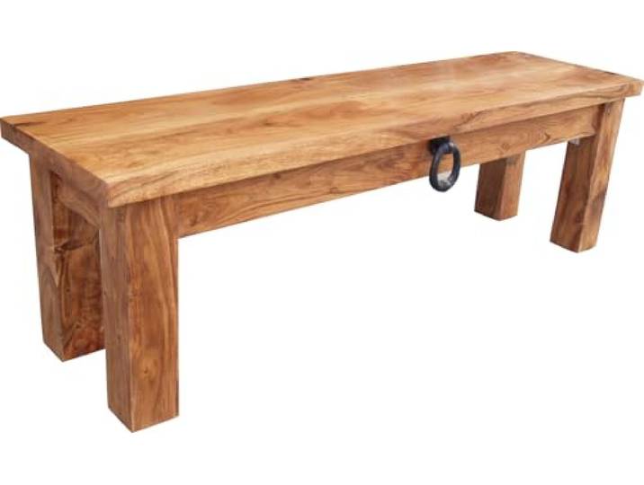 Massive Sitzbank aus Akazienholz, Kolonialstil, Modell 14, Modell 14 Handgefertigte Sitzbank, warm und lebendig, ideal für Esstisch oder Couchtisch, vielseitige Nutzung.