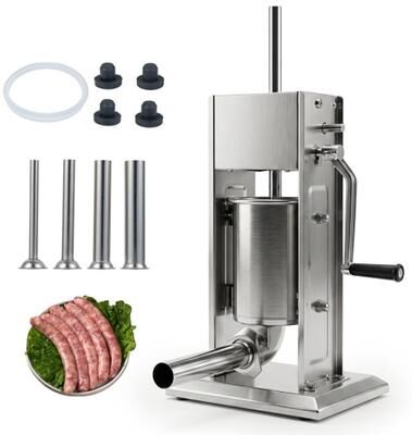 Costway Manual Sausage Stuffer with 2 Speeds & 4 Stuffing Tubes for Commercial Home-7 LBS