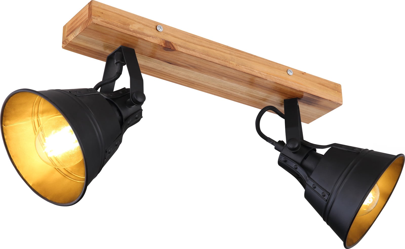 Globo Lighting Rustieke Plafondlamp Gunther 2-lichts zwart en hout