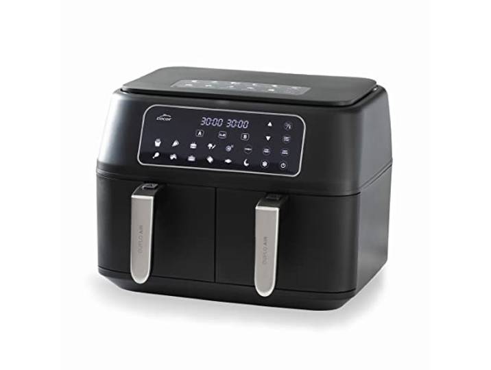 Lacor 69508 - Friteuse sans huile DuploAir\, friteuse à air avec écran Ustensile professionnel durable; conçu pour un rendement optimal y nettoyage rapide et facile au lave-vaisselle