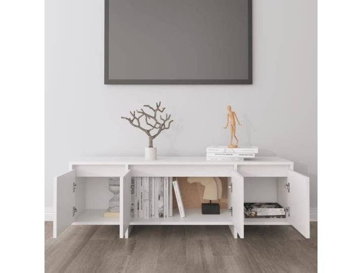 Meuble TV JILL - Armoire TV - Blanc 120x30x40 5 cm Aggloméré