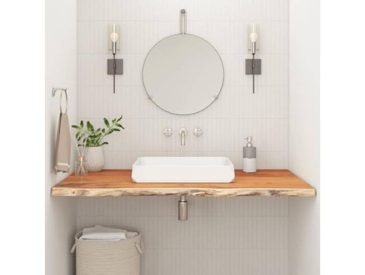PTUGUOF Waschtischplatte 110x60x2,5 cm Massivholz Akazie Rechteckig Naturkante, Robust, Langlebig, Vielseitig Als Regal Oder Schrankplatte, Einfache Reinigung