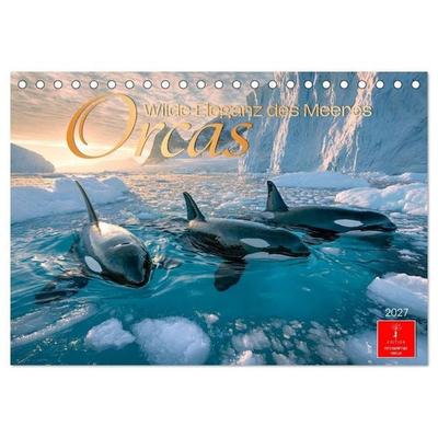 Orcas - Wilde Eleganz des Meeres (Tischkalender 2027 DIN A5 quer), CALVENDO Monatskalender