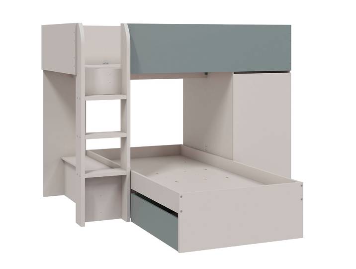 Lit superposé avec armoire Duo Vert/cachemire - Basika