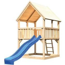 Akubi Kinderspielturm Luis inkl. Wellenrutsche (Set A)-blau