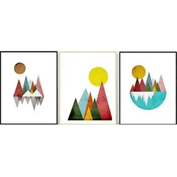 POSTER Set Mit 3 Berglandschaften In Pastelltönen 30X40cm Rahmenlos