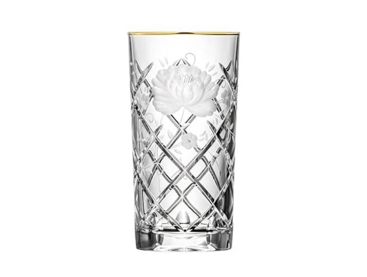 ARNSTADT KRISTALL Longdrinkglas Wasserglas Sunrose Gold (13,5 cm) Kristallglas · mundgeblasen · von Hand geschliffen · 24 Karat Goldrand