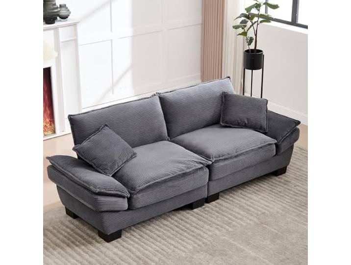 Ball & Cast Couch mit Schlaffunktion, Samt Sofa 2 Sitzer mit Kissen für das Wohnzimmer Wohnung Schlafzimmer, 224 x 81 x 81 (BxHxT), Dunkelgrau