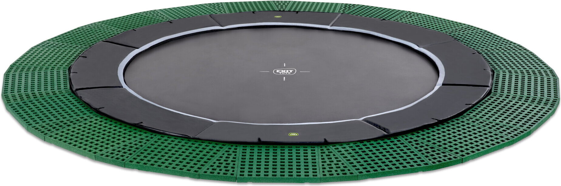 EXIT Dynamic Trampolin ø427cm, mit Freezone Sicherheitsfliesen, Bodentrampolin, Rund, für Kinder, Schwarz