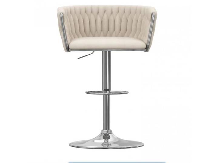 KEDIA Lot de 1 Tabourets de Bar 49.5x44x81.5-103cm Beige Haute Avec Pieds Réglables Pieds en Métal Cuisine Rotation à 360
