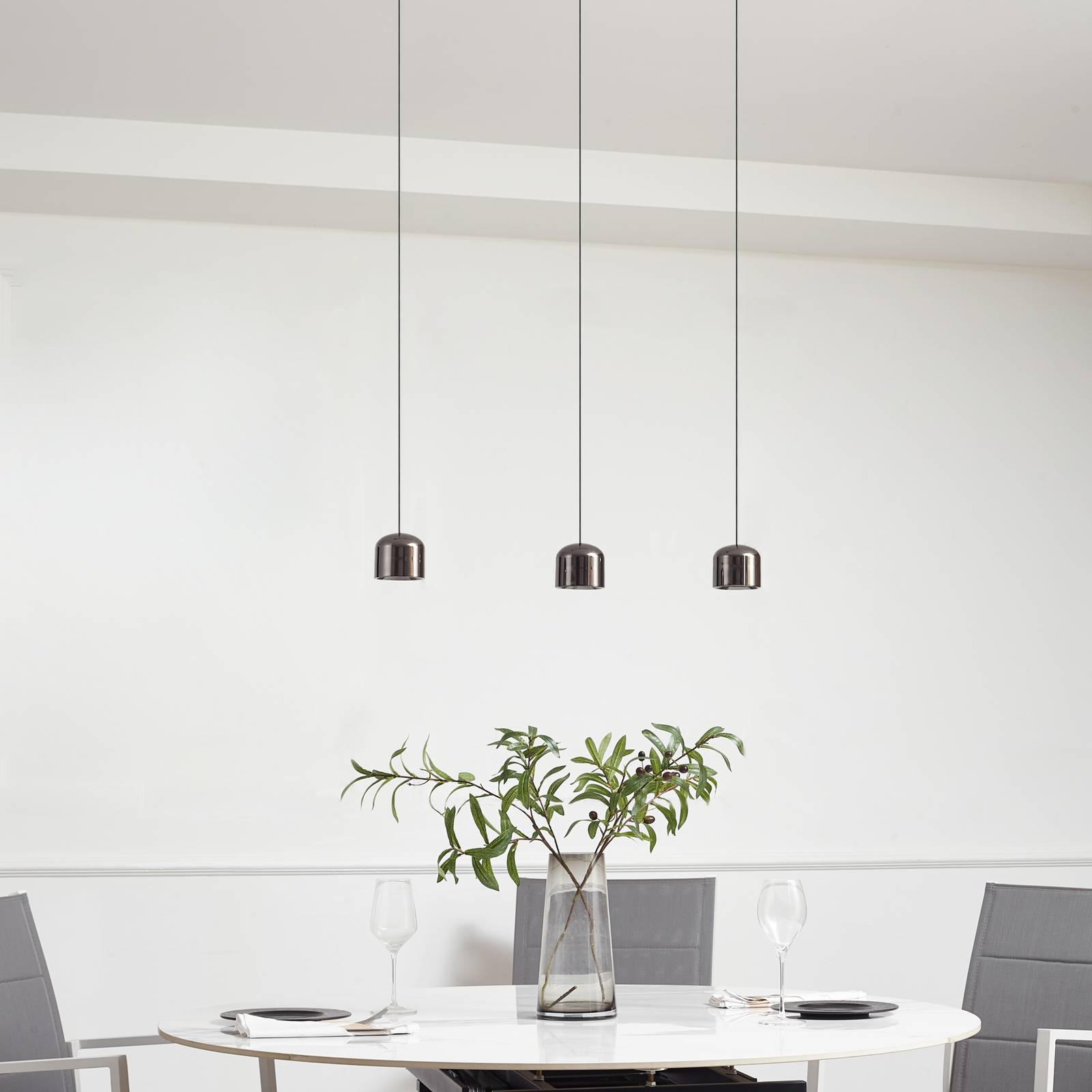 Schienensystem 48V Lumaro, Pendel, Zylinder, 3-flg. schwarz Lumaro Lindby, dimmbar, schwarz, für Wohn- / Esszimmer, Metall, Modern