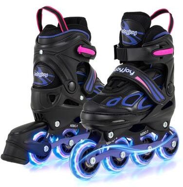 Costway Adjustable Kids' Incline Skates for Boys Girls Ages 5-14-Purple