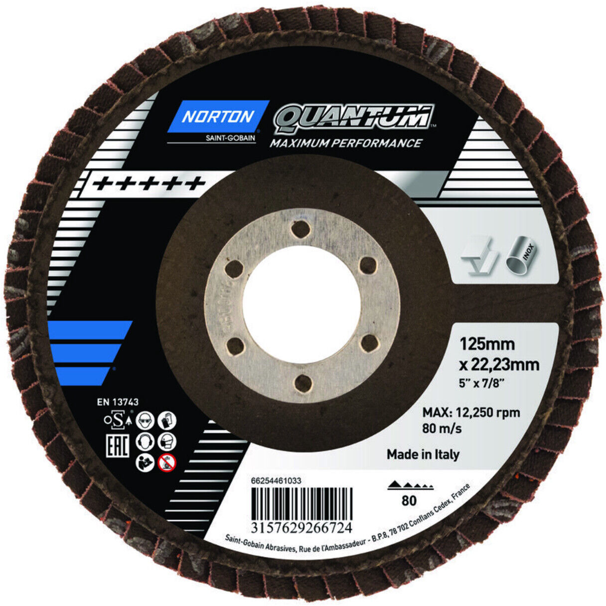 Norton Fächerscheibe Quantum 125 mm P80 ; Saint-Gobain (66254461033)