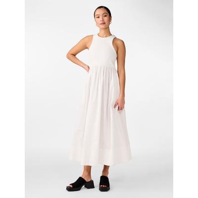 Maxikleid Y.A.S "YASMIRI SL LONG DRESS NOOS", Damen, Gr. L, N-Gr, ohne Ärmel, Jersey, weiß (star weiß), Jersey, Obermaterial: 95% Baumwolle, 5% Elasthan, unifarben, regular fit lang, Rundhals, Kleider Maxikleid, Sommerkleid