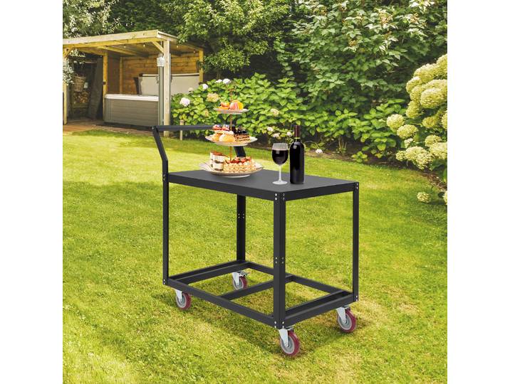 Table de travail rectangulaire moderne, table de travail en acier, chariot utilitaire roulant robuste avec roulettes