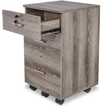 FCH 3-Drawer Rolling Wood File Cabinet with Lock