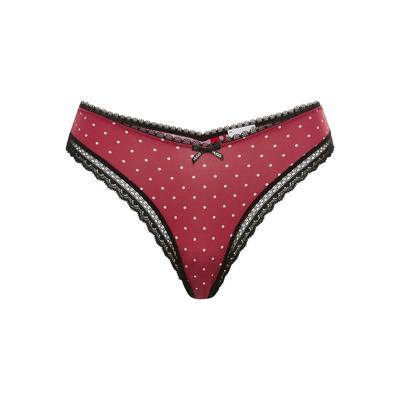 String HUGO UNDERWEAR, Damen, Gr. L, rot (open rot 643), Microfaser, Obermaterial: 79% Polyamid, 21% Elasthan, körpernah, Unterhosen String, elegante Spitzenbesätze, Logo-Schleife, mittlere Bundhöhe