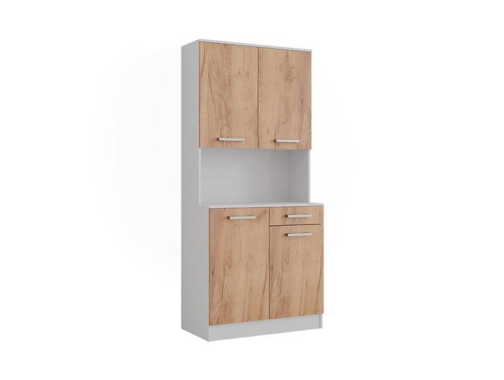 Vicco Küchenbuffet Raul Weiß/Goldkraft Eiche 83.6 x 188.5 cm mit 4 Türen & 1 Schublade, Eichefarben, Weiß, Holzwerkstoff, Rechteckig, 83.6x188.5x46 cm, Küchen, Küchenmöbel, Küchenschränke, Küchenunterschrank