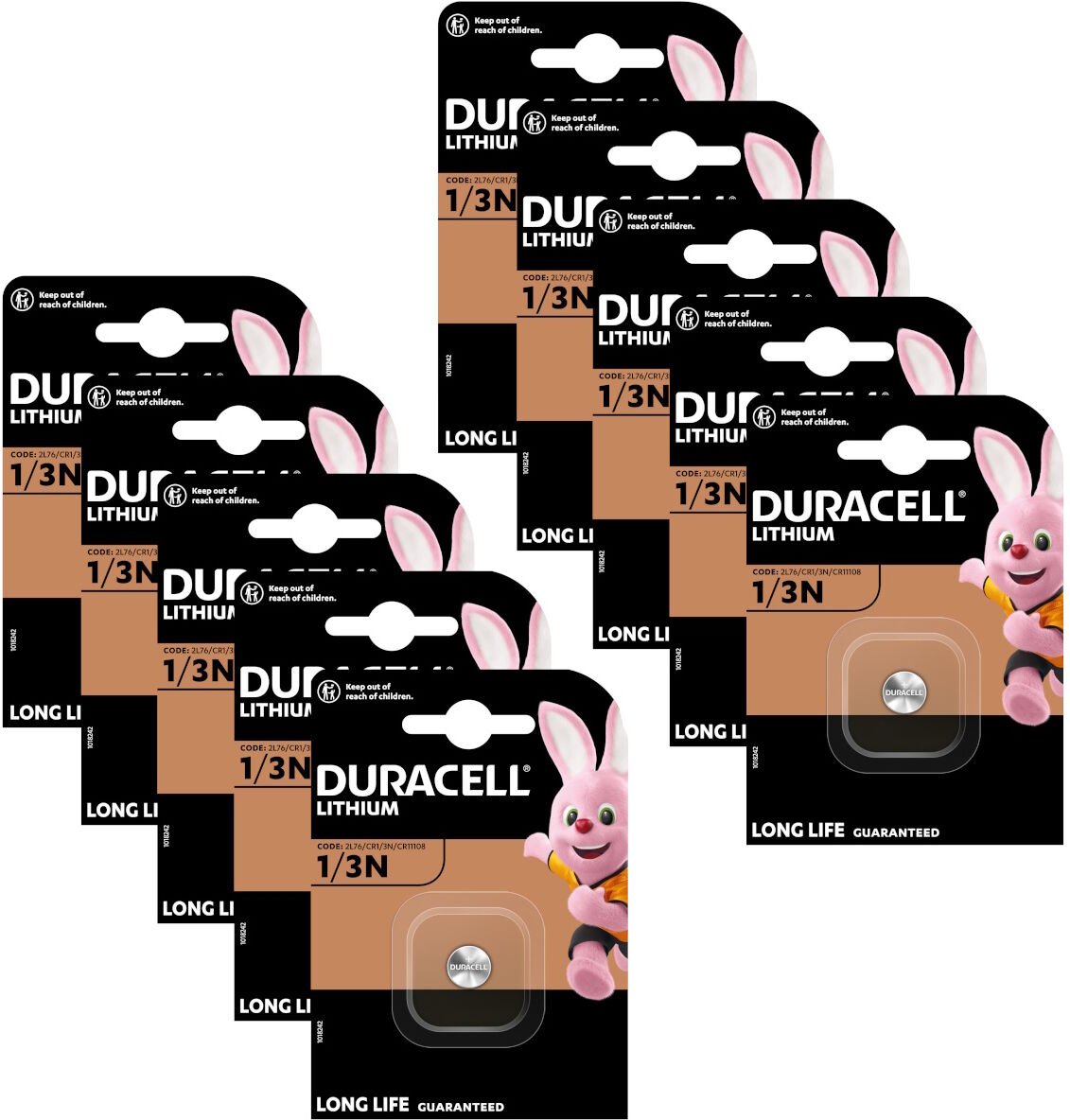 10 x Duracell CR1/3N DL1/3N 1/3N KF1215 3V Lithium Batteries
