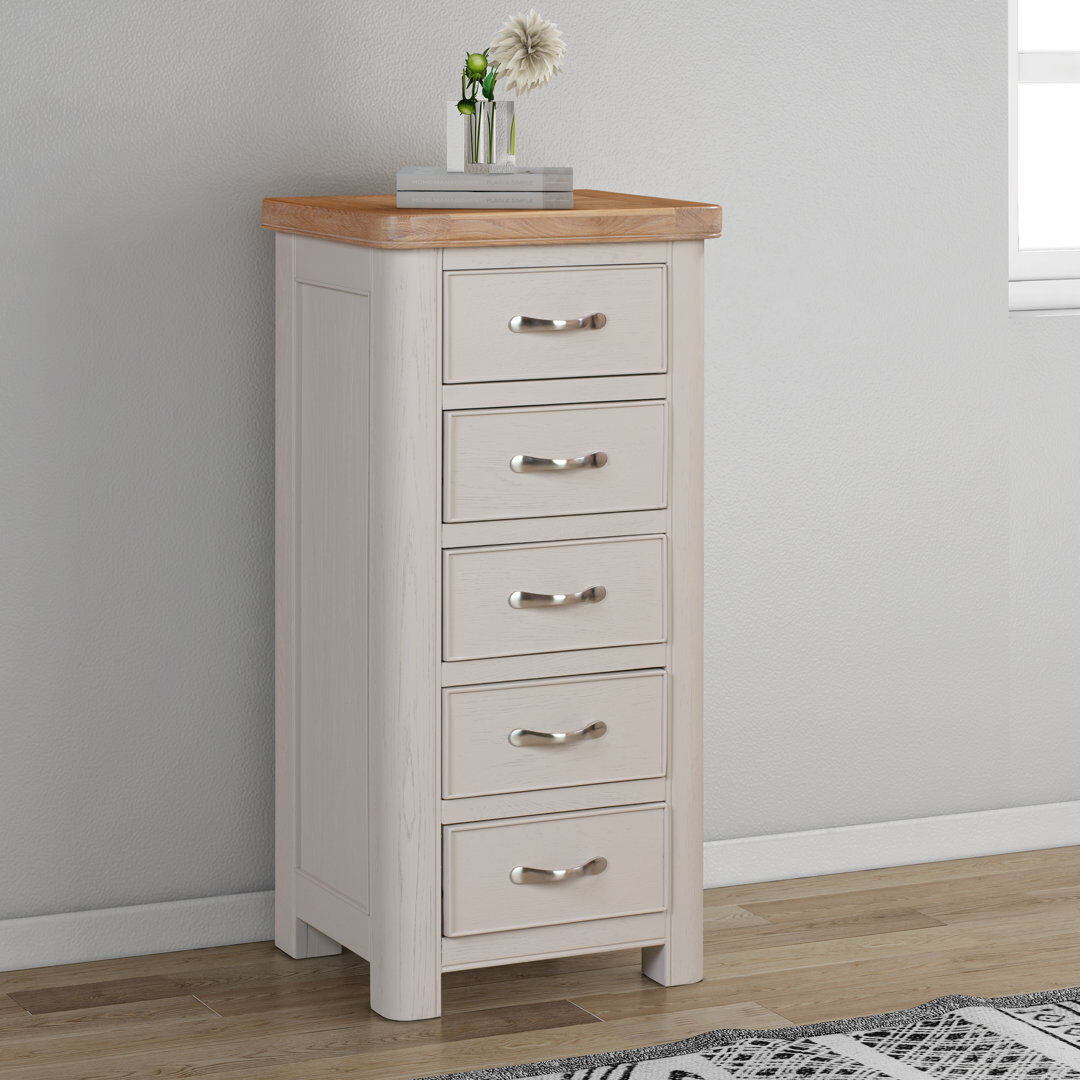 August Grove Comfrey 50 cm W Chest of 5 Drawers Grey 102cm H X 50cm W X 40cm D