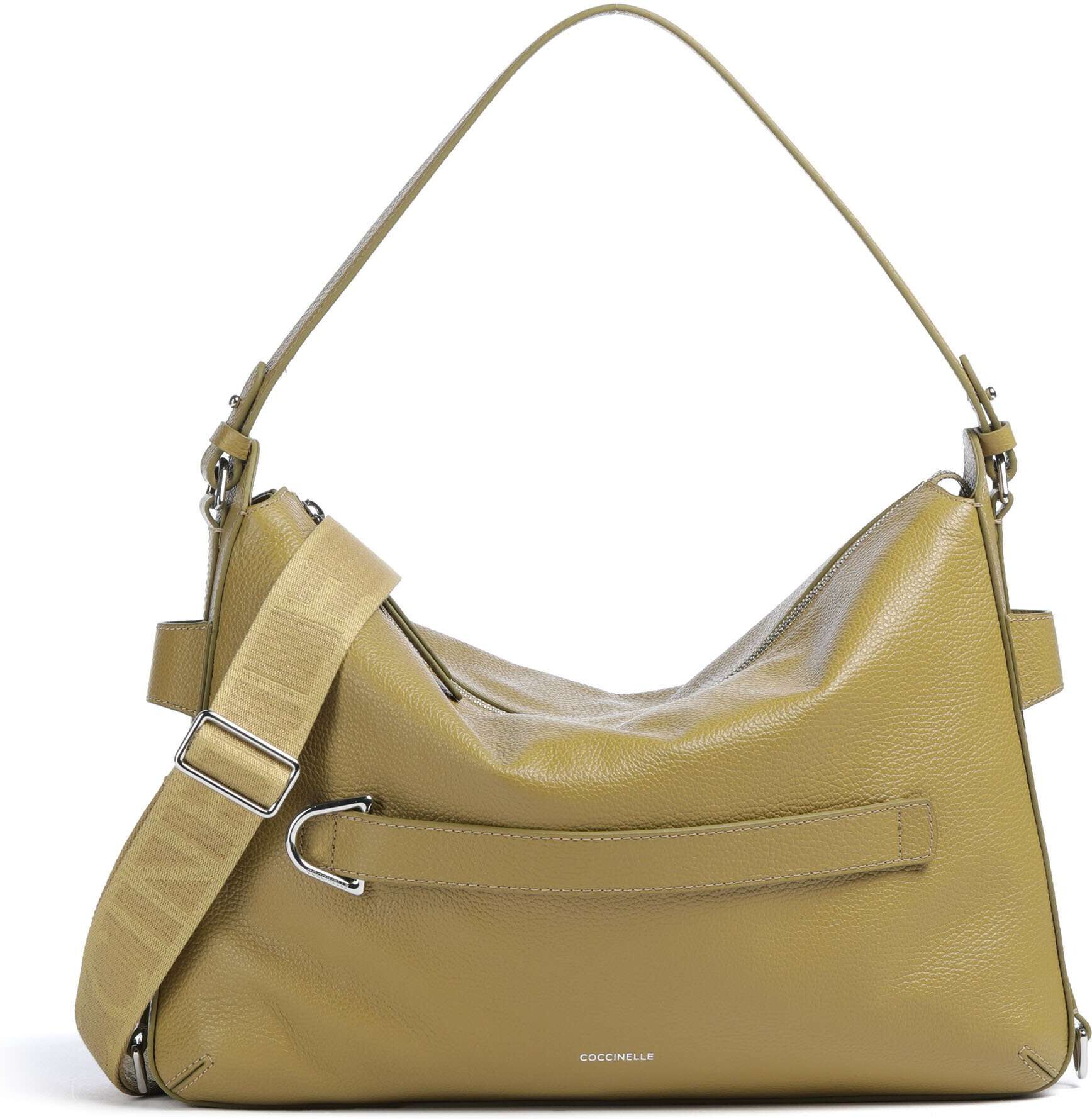 Coccinelle Gretel Ribbon Beuteltasche aus Leder, oliv