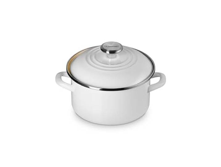 Le Creuset Traditioneller kleiner Suppentopf aus Emaille auf Stahl, 3,8 l, Weiß