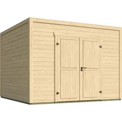 Weka Design-Gartenhaus Batu - 28 mm - Modern Storage 300 x 300 cm (Batu 3) naturbelassen Vollholz-Doppeltür