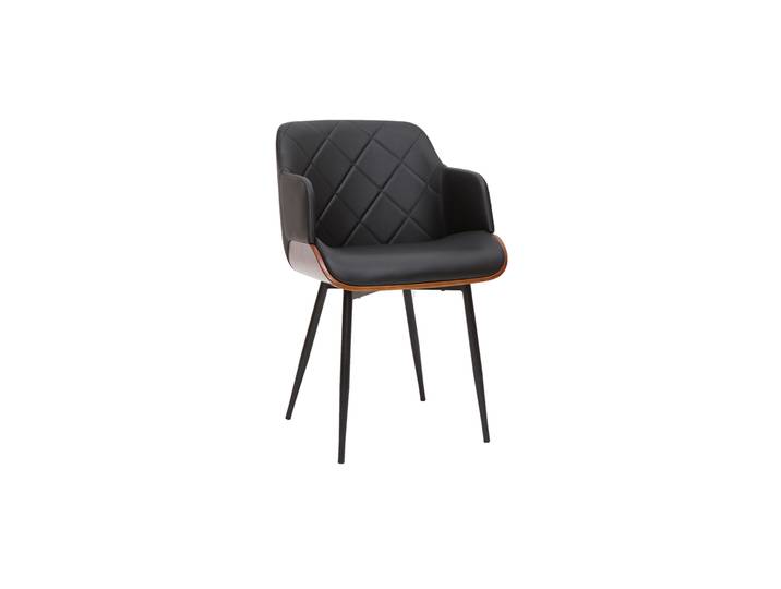 Chaise design noir, bois foncé et métal LUCIEN