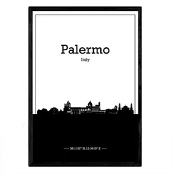 POSTER Italien Skyline Palermo A4 Schwarzer Rahmen