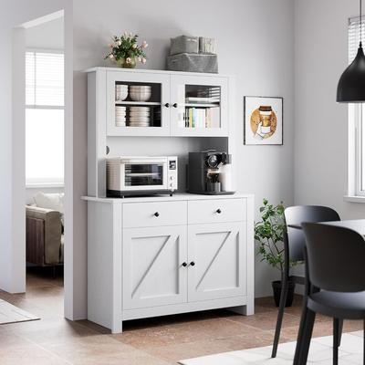 Garvee Kitchen Pantry Cabinet with Microwave Stand