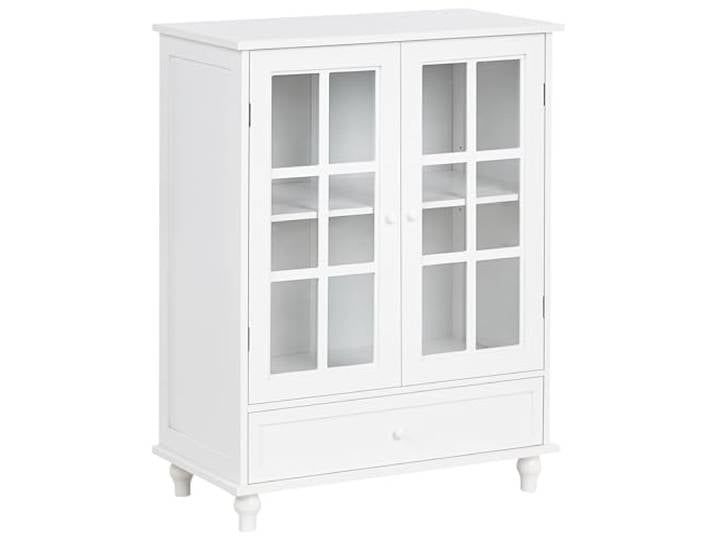 Vitrine mit 2 Glastüren weiß mediterraner Stil MDF Wohnzimmerschrank Carlet
