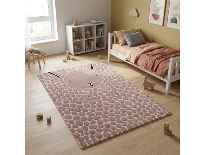 Morgenland Kinderteppich Handgetuftet Wolle Taupe 100x160cm 100% Schurwolle, Kollektion Kids, Kinderzimmer, Handarbeit, Rechteckig
