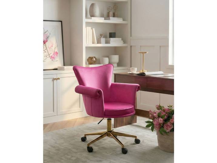 SCHREIBTISCHSTUHL Samtstoff Fuchsia Velencia