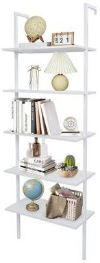 karlinc 5-Tier Industrial Wood Ladder Bookcase with Metal Frame
