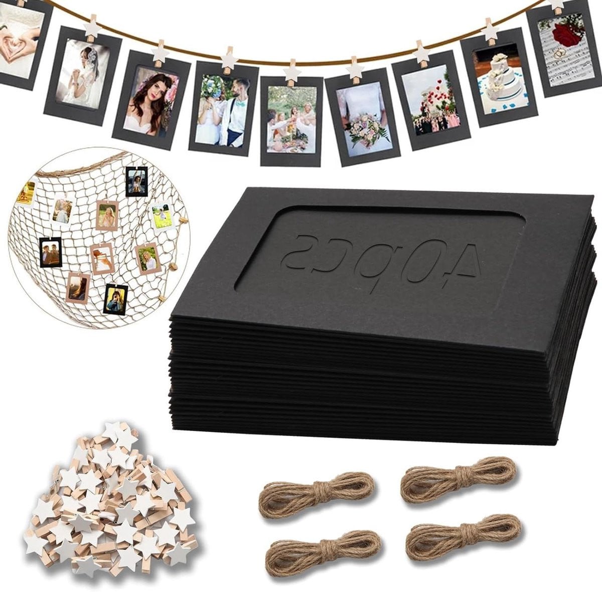 Kraftpapier Fotolijsten Bruin - Hangende Decoratie voor DIY Knutselen - 115 x 155 cm