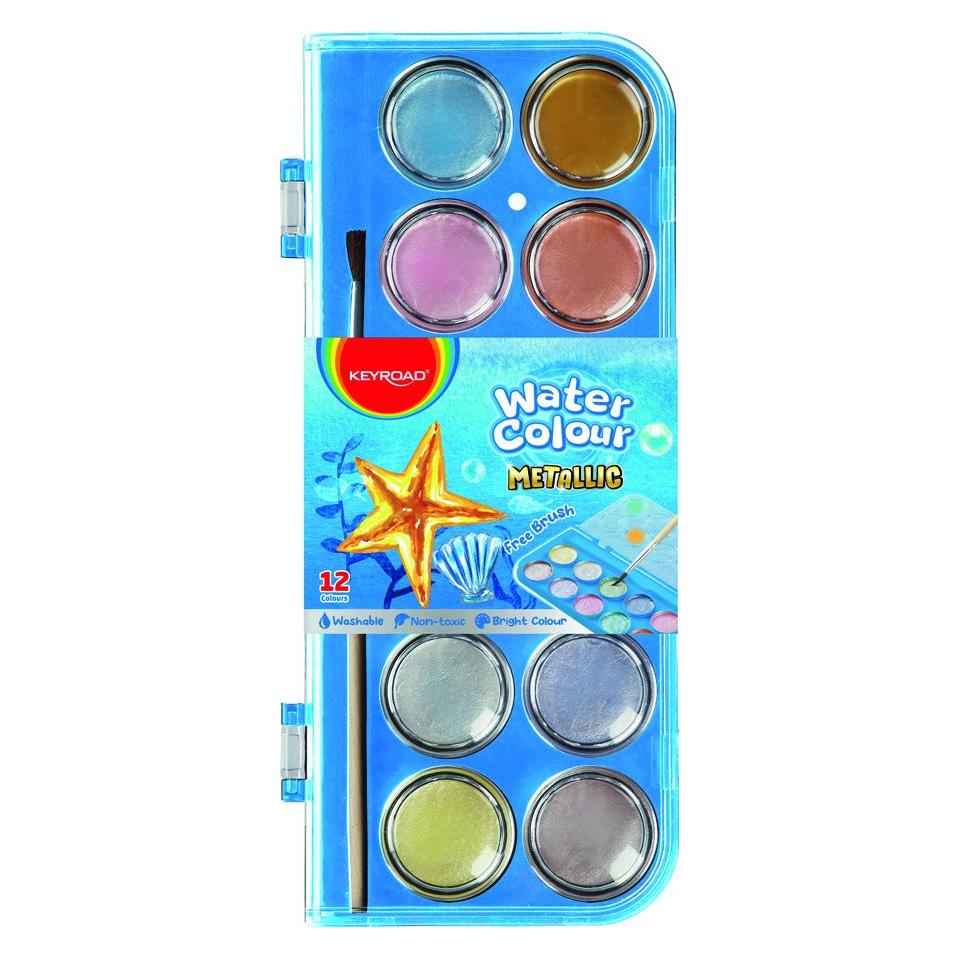 Keyroad Aquarellfarben, mit pinsel, 12 metallic-farben, anhänger (45650181)