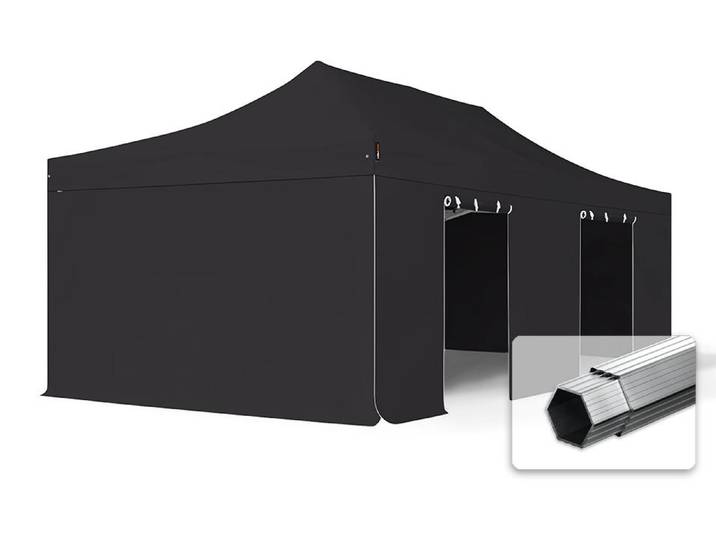 TOOLPORT 4x8 m Tonnelle pliante Alu\, PES 800\, côtés sans fenêtre\, noir