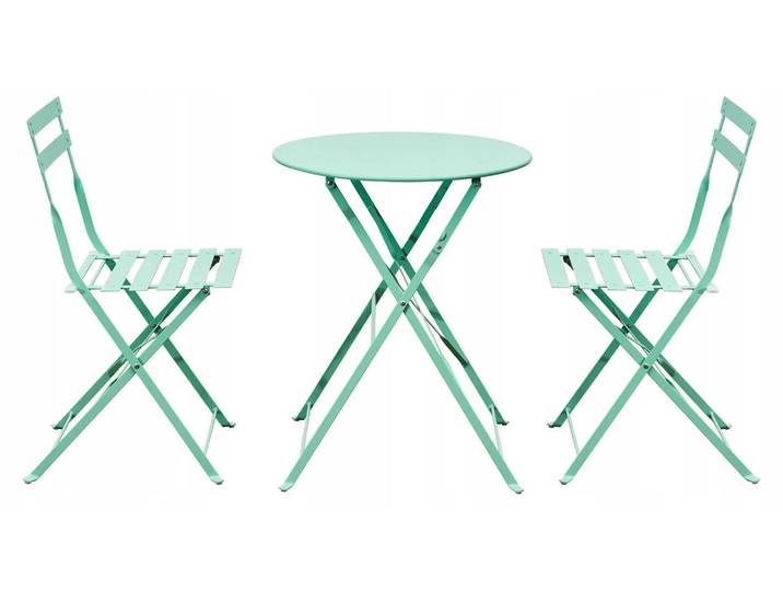 SEMPLICI Set de meubles de jardin - 3 pièces - vert menthe - Set Bistro 3 pièces - Set de meubles de balcon -Table de terrasse Chaises de jardin à haut dossier