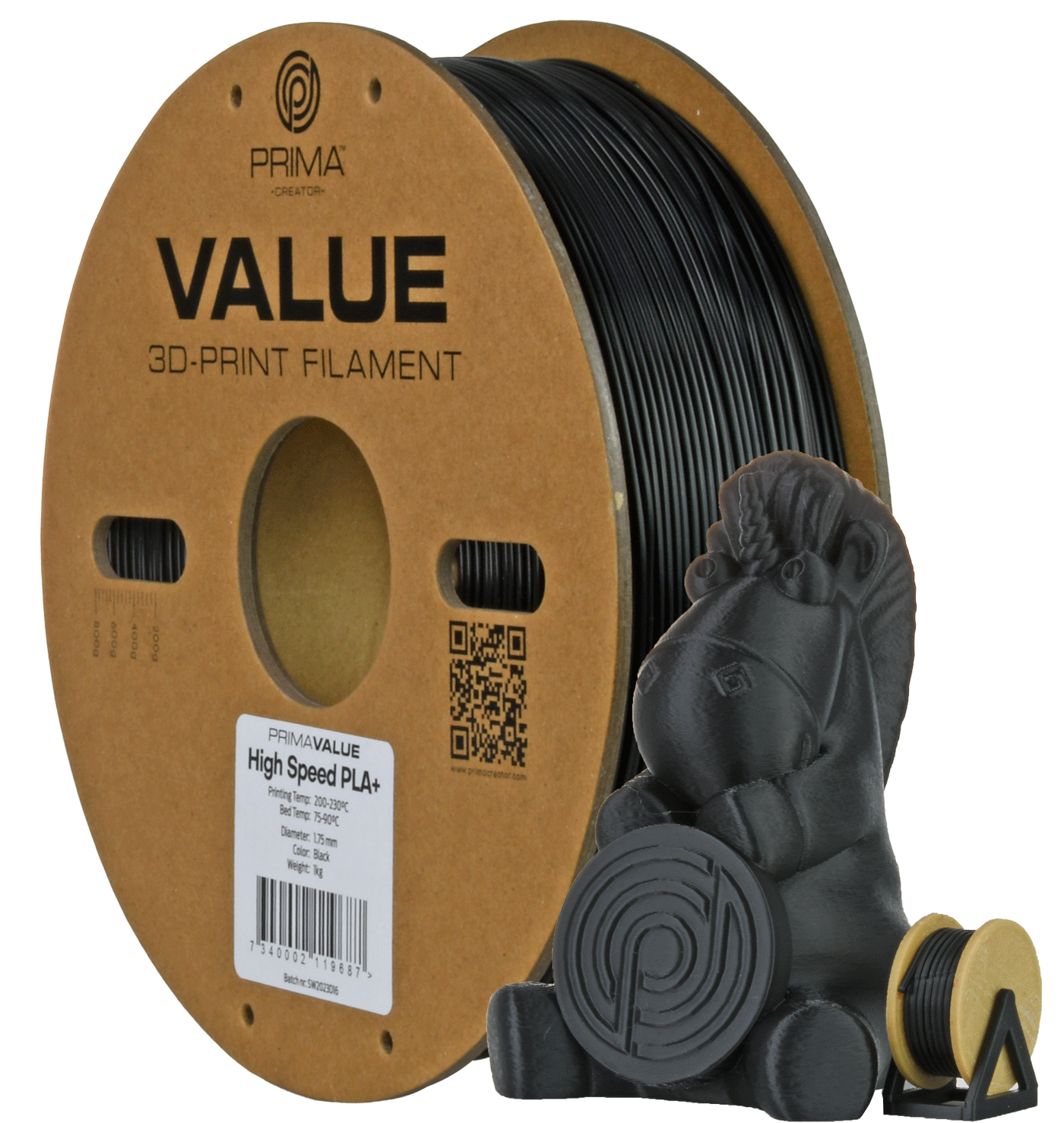 PrimaCreator PrimaValue PLA+ High Speed PV24-PLAHS-175-1000-BK