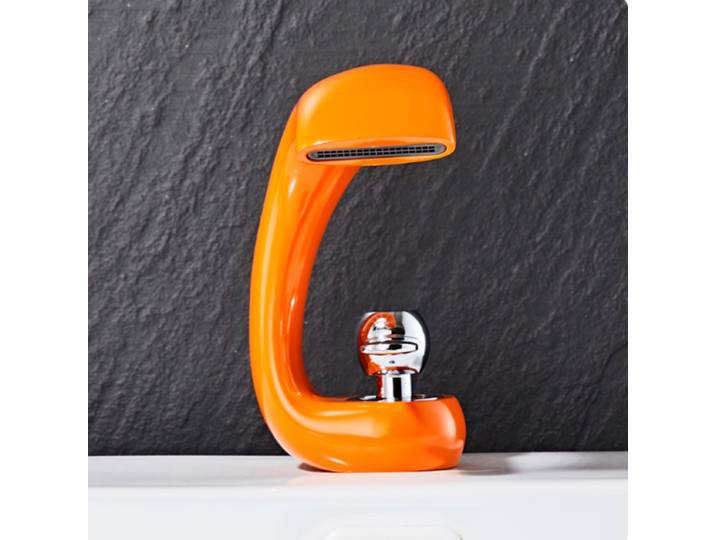 Robinet cascade Orange créatif, robinet de salle de bains Orange, robinet de lavabo en cuivre, eau chaude et froide, robinet doré, robinet d'évier noir