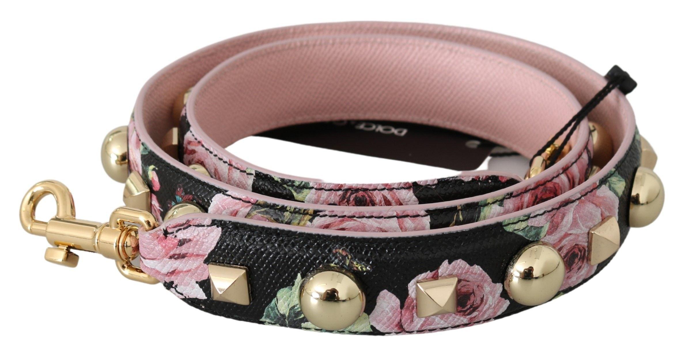 Dolce & Gabbana Pink Bloem Leather Stud Accessoire Schouder damesriem