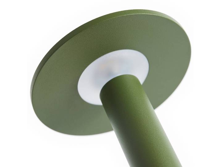 HAY LED-Akku-Tischlampe HOST PORTABLE, olivgrün, 22 cm, IP44 dimmbar, grün, für Wohn- / Esszimmer, Aluminium, Modern