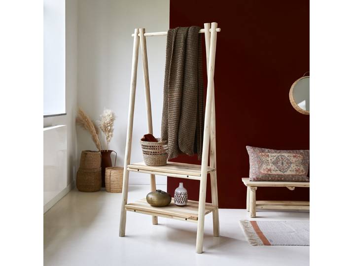 Kleiderablage aus massivem Teakholz Driftwood - Natur - Teak