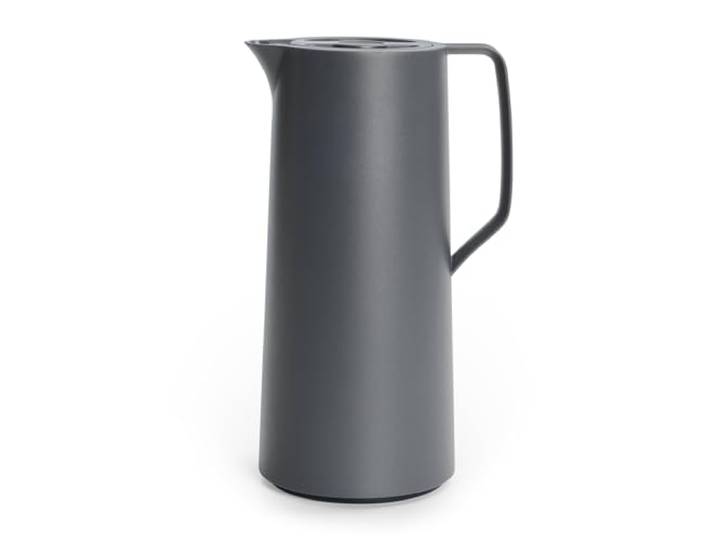 Emsa Motiva Thermoskanne 1l, Isolierkanne mit Quick-Press-Verschluss, 12h heiß, 24h kalt, Glaskolben, Made in Germany, Teekanne Thermo, Nordisches Design, anthrazit, N41701
