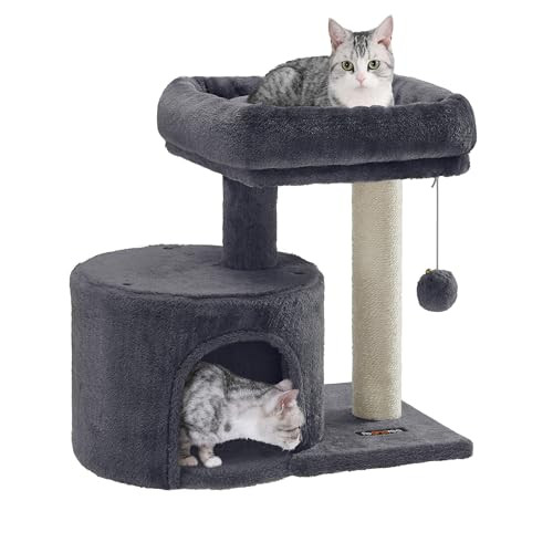 Feandrea Kleine Krabpaal voor Kittens met Sisalpaal en Gevoerd Platform, Rookgrijs